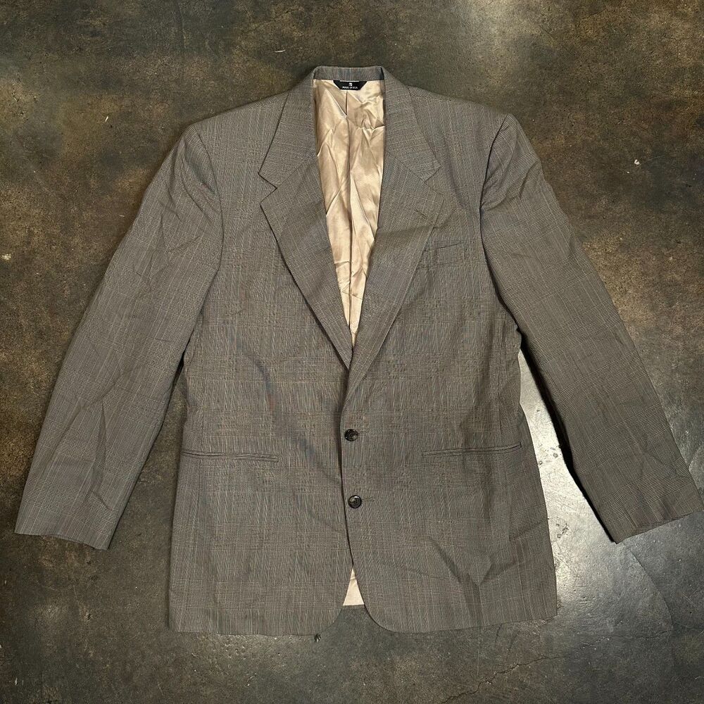 Portofolio Perry Ellis Mens Blazer Sport Coat Gray Beige 100% Wool USA Made - Picture 11 of 11